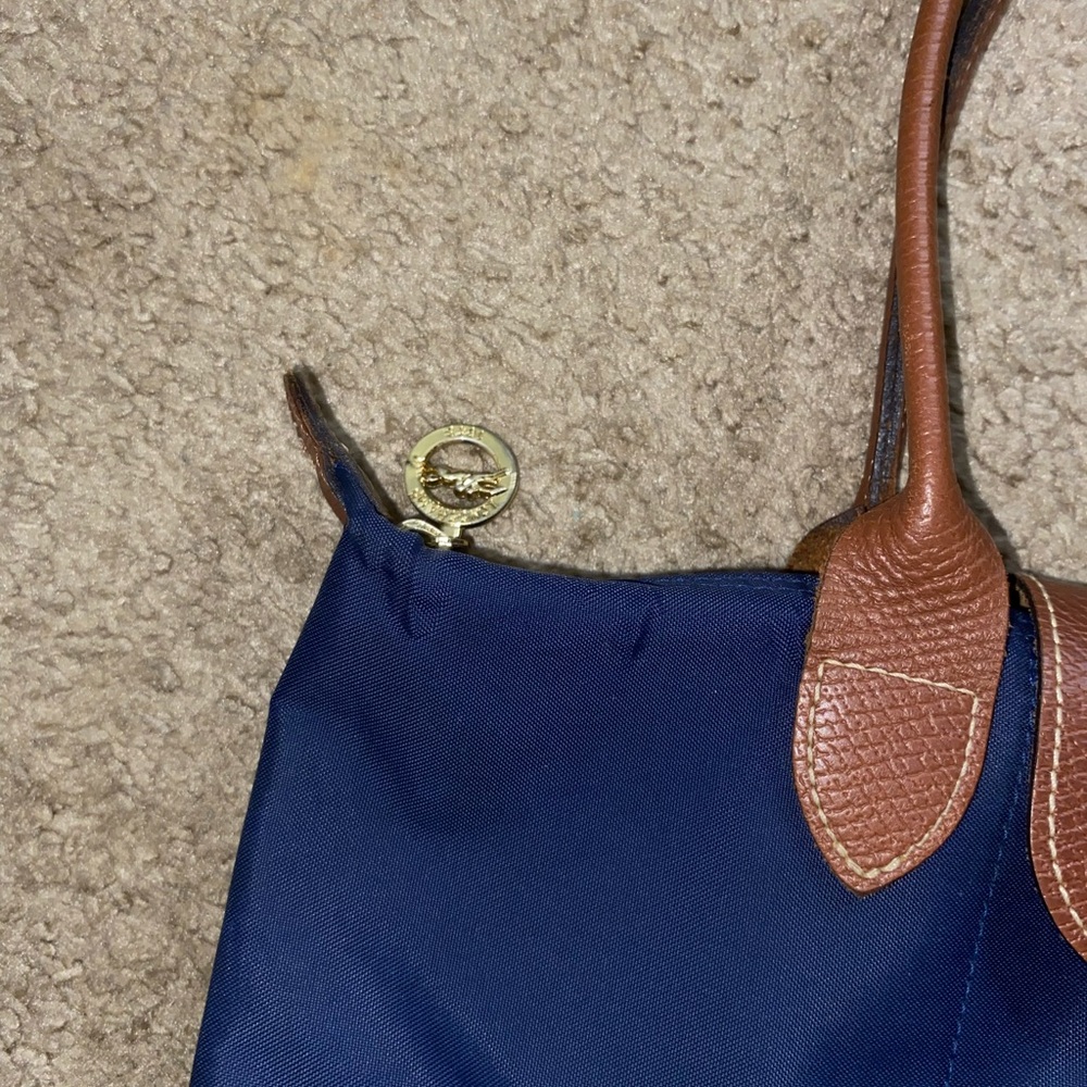 Longchamp Navy and Brown Le Pliage Tote size small - Picture 2 of 10